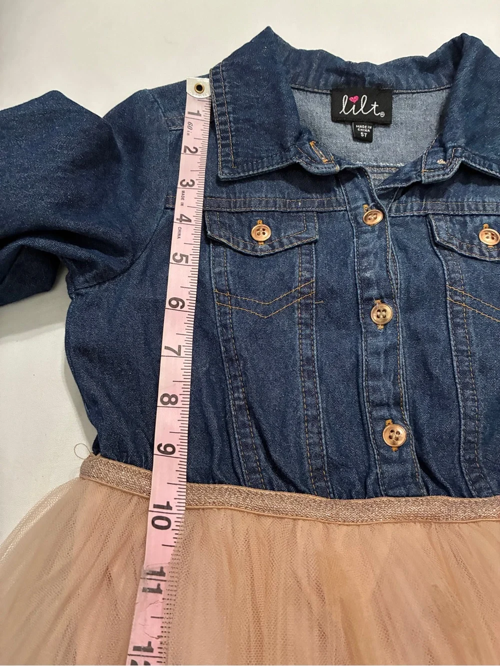 Lilt Denim & Rose Gold Tulle Size 5T Dress
